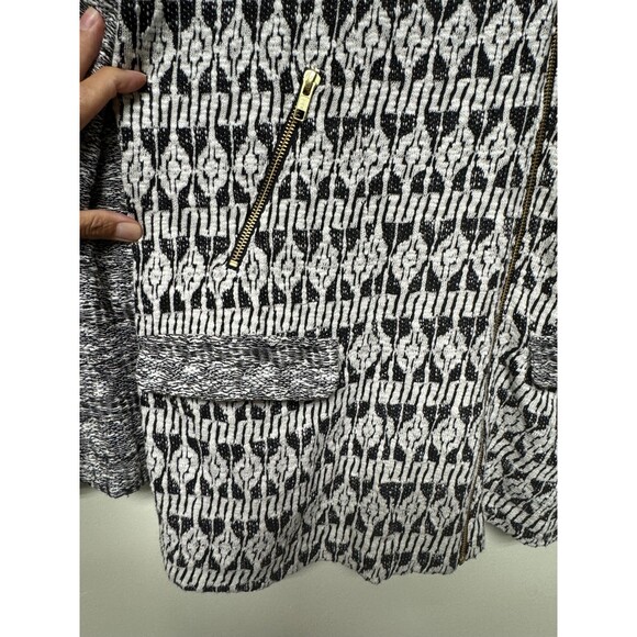 LUCKY BRAND Long Moto Jacket, Black and White, Sz L - Picture 9 of 16